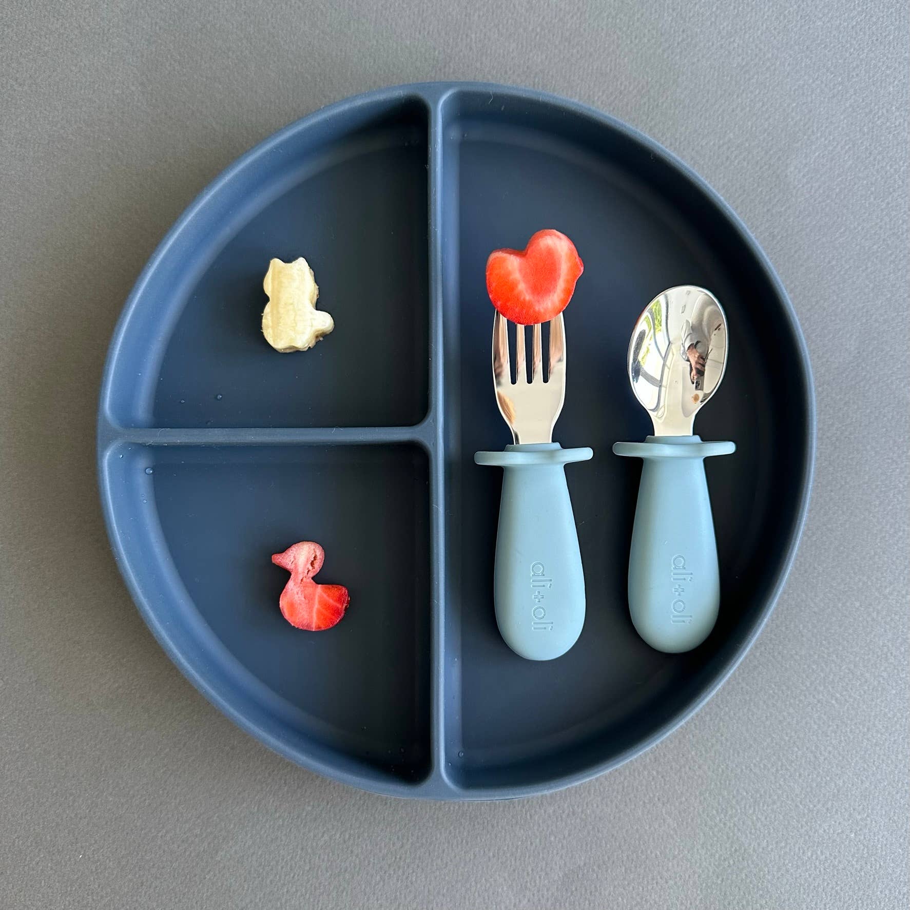 Ali+Oli Spoon & Fork Learning Set for Toddlers (Blue) 6m+
