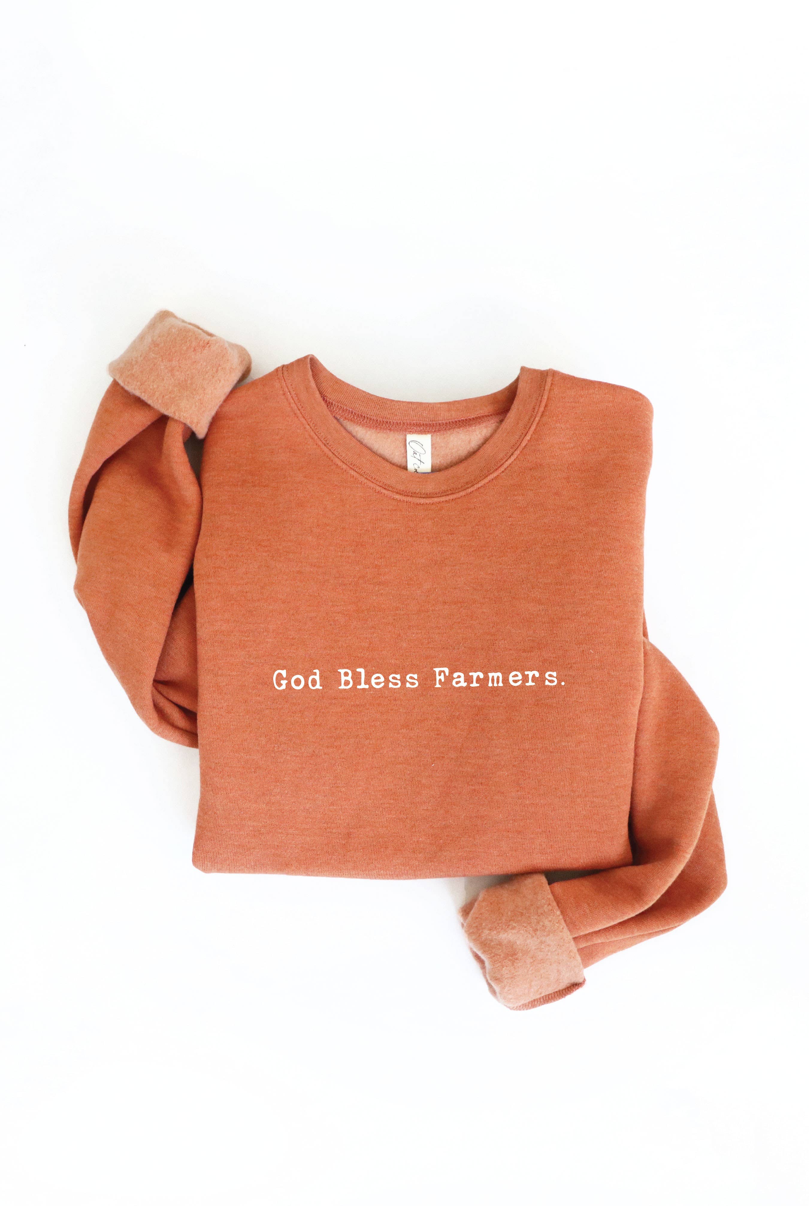 GOD BLESS FARMERS. Graphic Sweatshirt: L / VINTAGE WHITE LONG SLEEVE