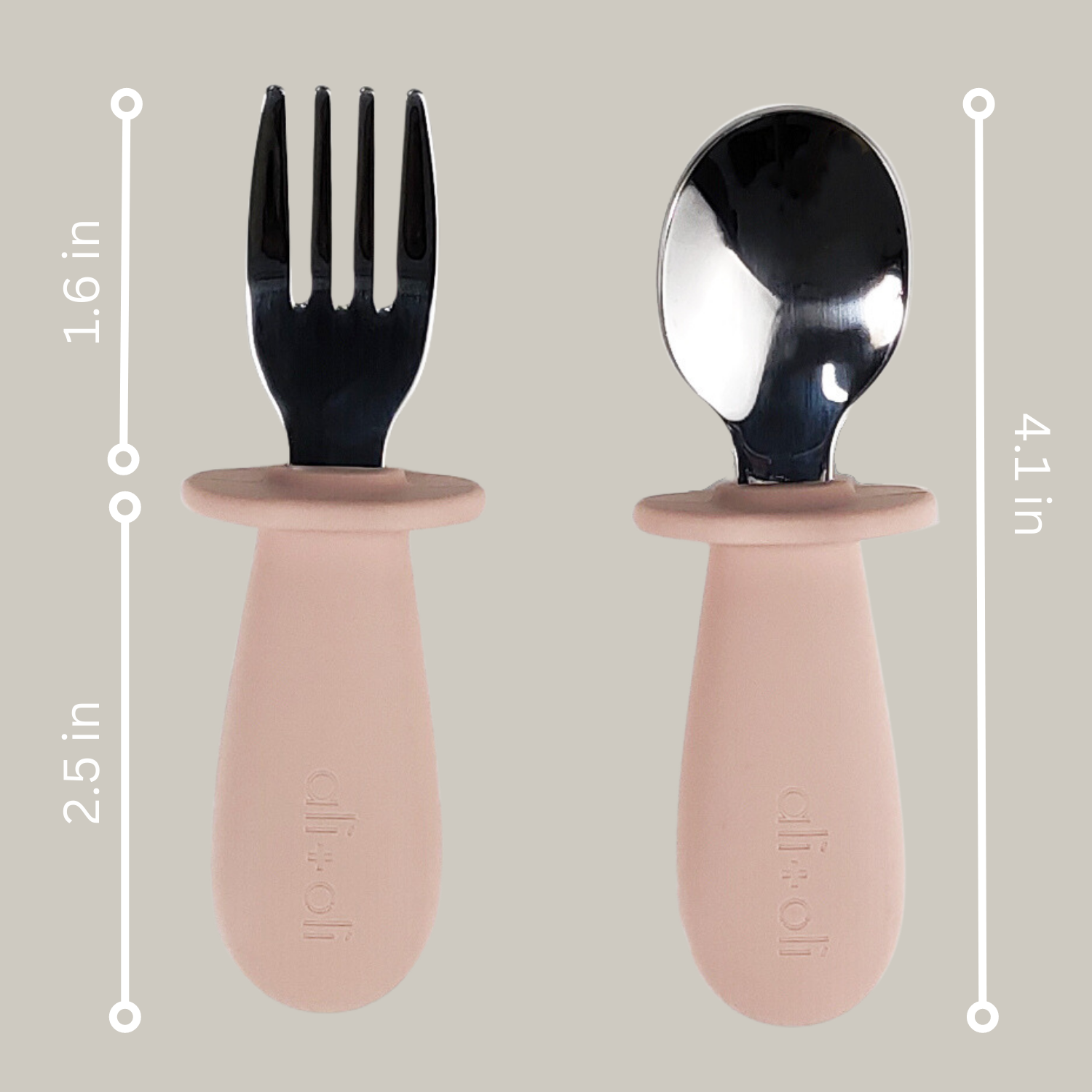 Ali+Oli Spoon & Fork Learning Set for Toddlers (Pink) 6m+