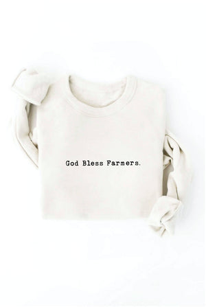 GOD BLESS FARMERS. Graphic Sweatshirt: L / BLACK