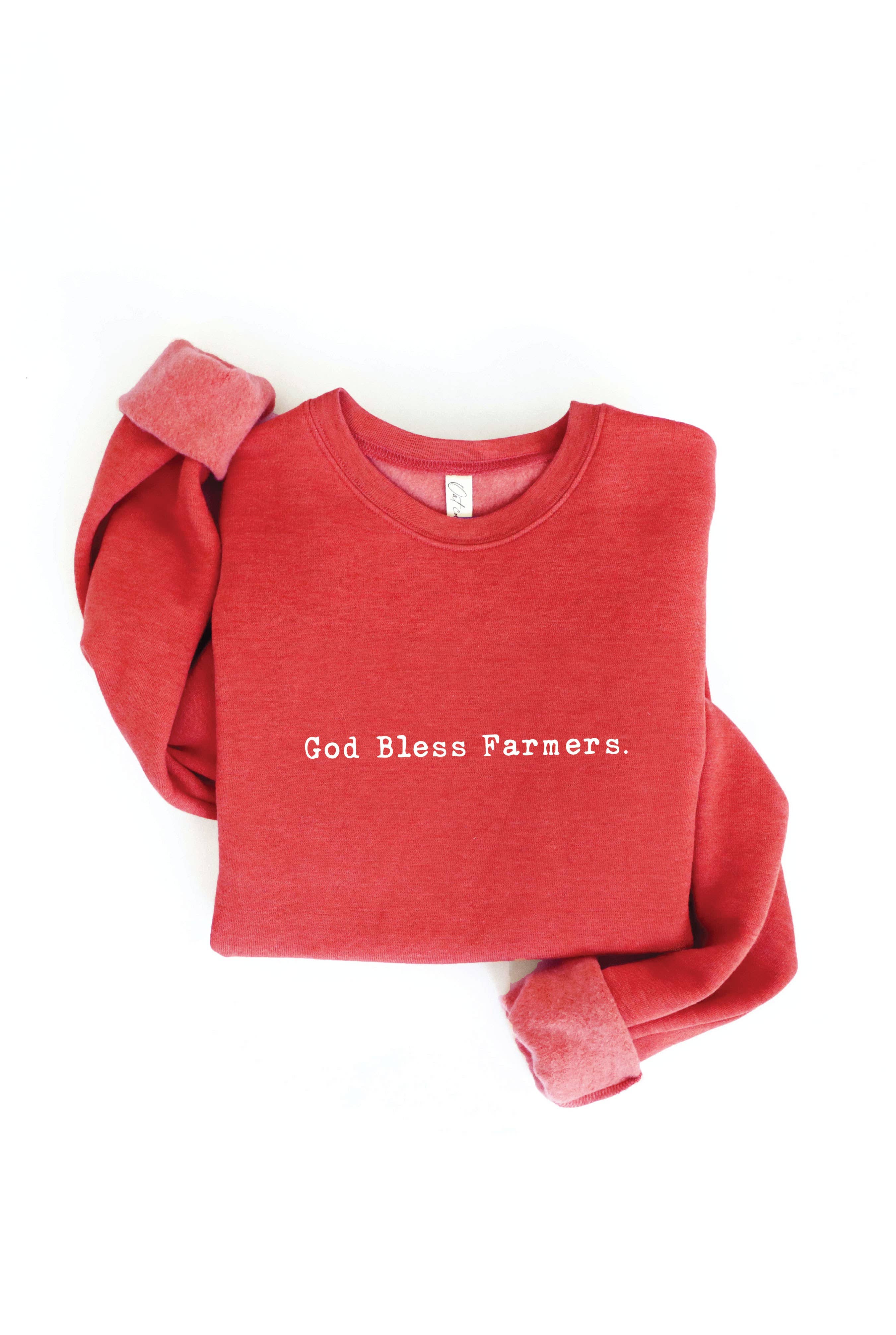 GOD BLESS FARMERS. Graphic Sweatshirt: S / VINTAGE WHITE LONG SLEEVE