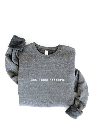 GOD BLESS FARMERS. Graphic Sweatshirt: S / DARK H. SAGE