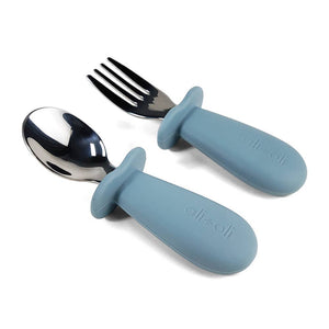 Ali+Oli Spoon & Fork Learning Set for Toddlers (Blue) 6m+