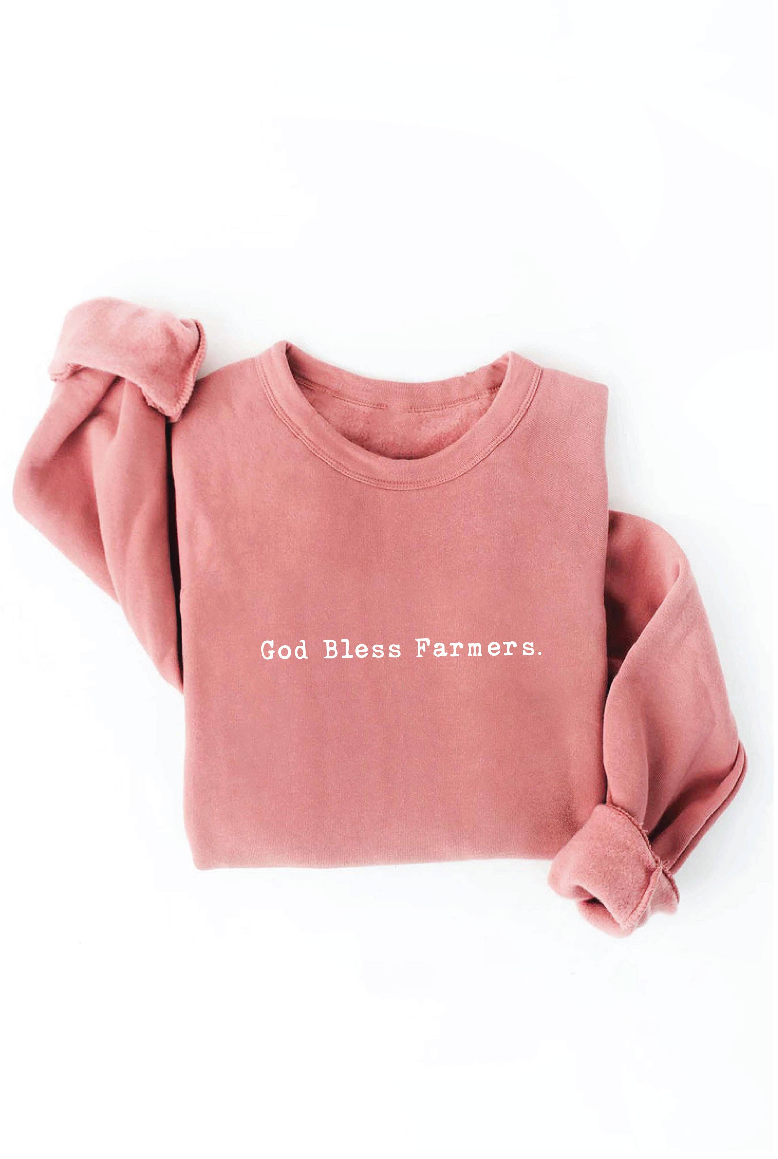 GOD BLESS FARMERS. Graphic Sweatshirt: XL / VINTAGE WHITE LONG SLEEVE