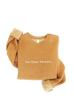 GOD BLESS FARMERS. Graphic Sweatshirt: M / VINTAGE WHITE LONG SLEEVE