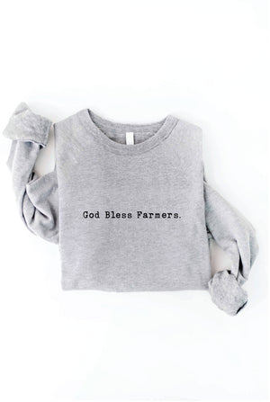 GOD BLESS FARMERS. Graphic Sweatshirt: M / BLACK