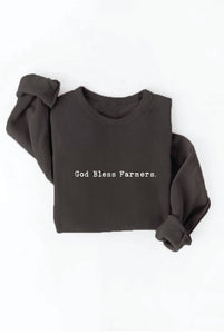 GOD BLESS FARMERS. Graphic Sweatshirt: L / BLACK